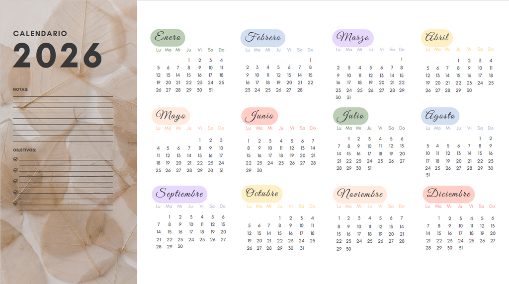 Kit de Calendarios 2026 para imprimir – Organizá tu año con estilo y practicidad